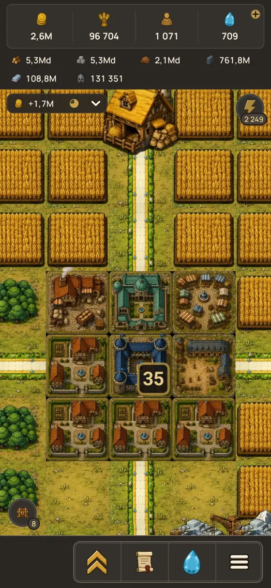 A town and its fields, up close