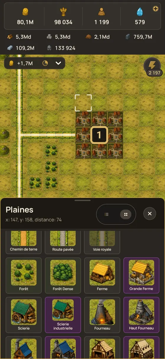 The building catalogue on a plains tile