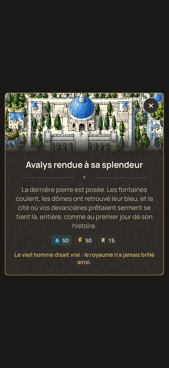 Avalys restored to its splendour, the last stone laid